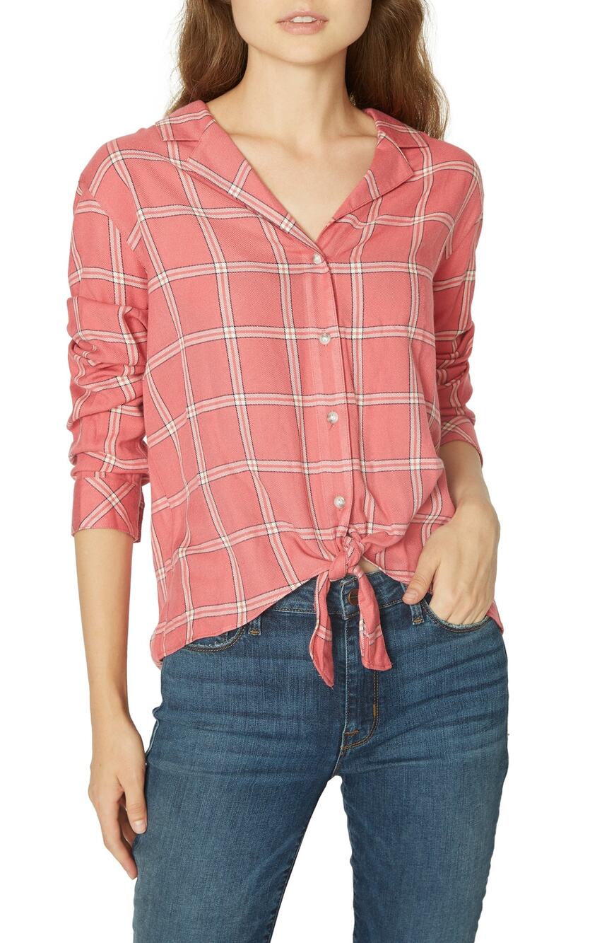 Sanctuary Colton Plaid Top Risktaker Pink Size XS New